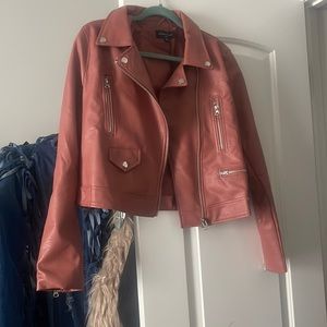 Pink Faux Leather Jacket